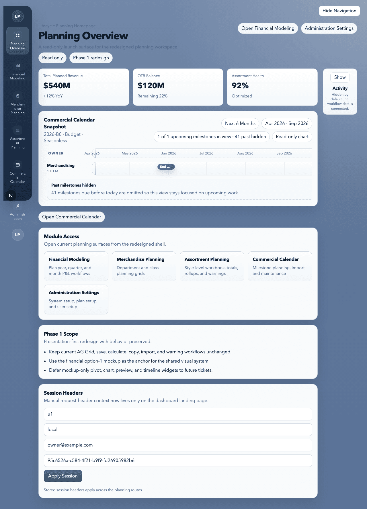 LinePlan planning overview